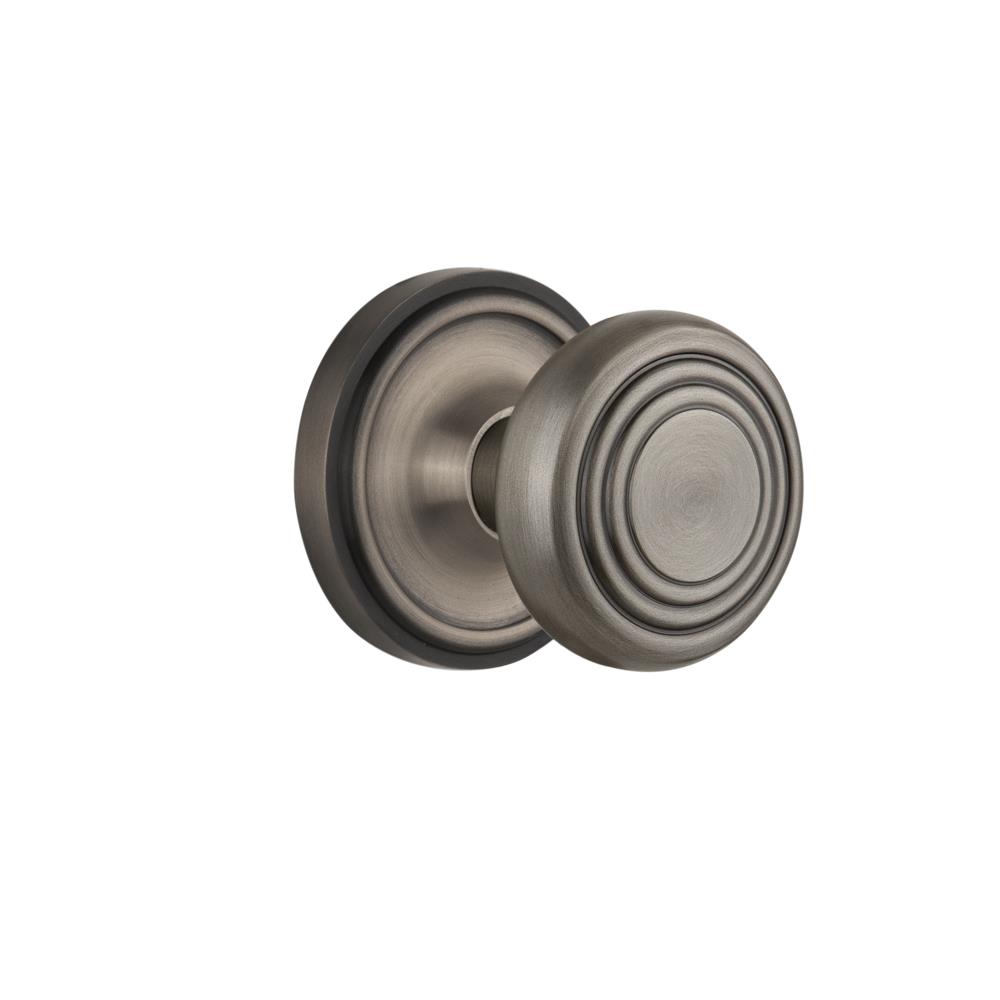 Nostalgic Warehouse CLADEC Complete Passage Set Without Keyhole Classic Rosette with Deco Knob in Antique Pewter
